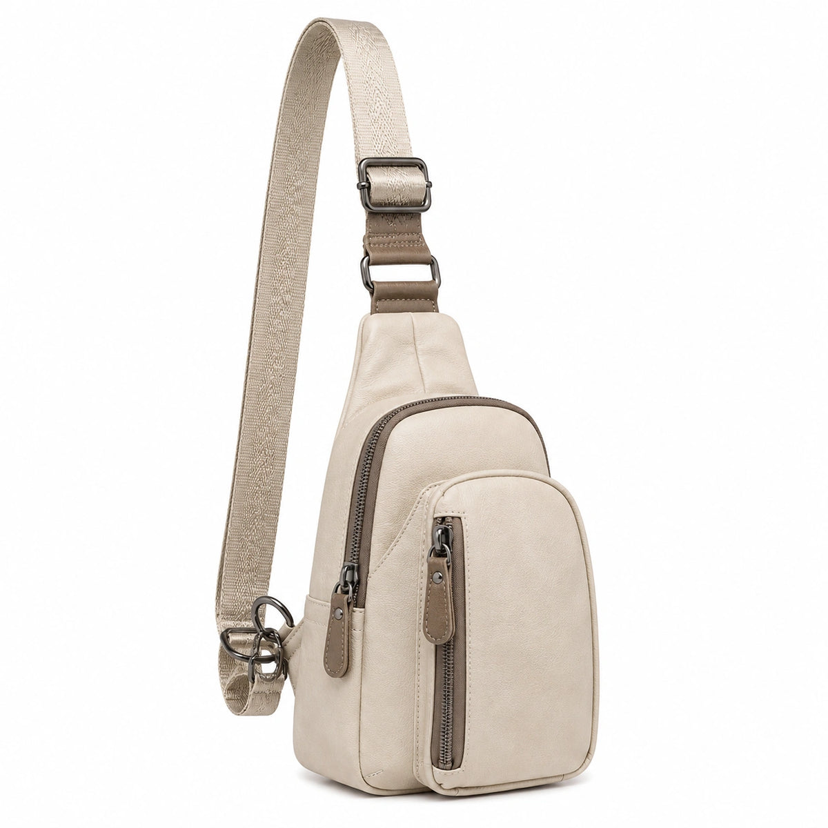 Bandolera Cruzada Beige con Cremallera