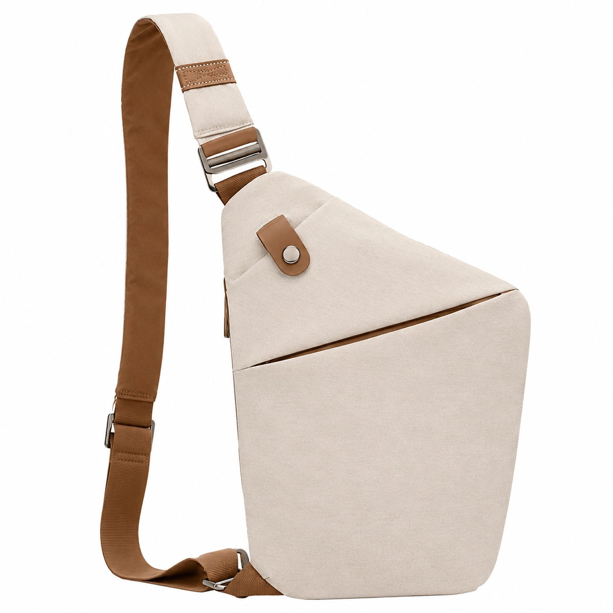 Bolsa de Hombro Asimétrica Beige y Marrón para Uso Diario