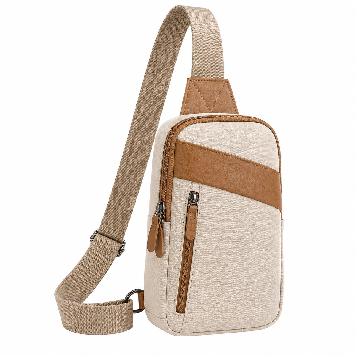 Bandolera Casual Unisex Beige Marrón