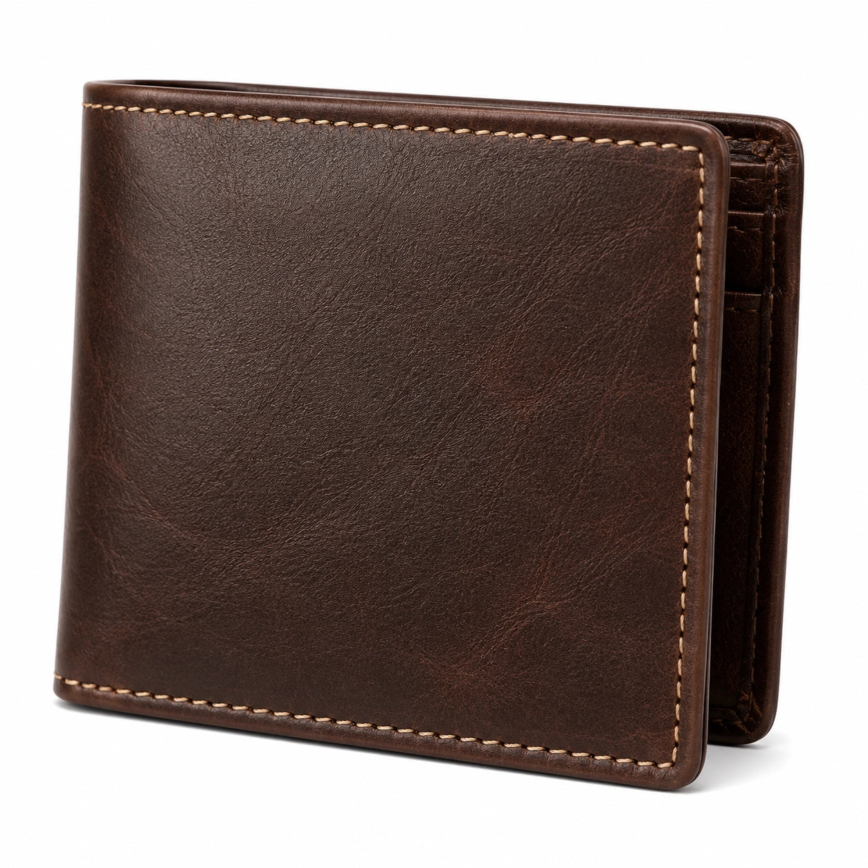 Cartera Billetera Plegable Marrón Oscuro para Hombre