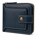 Cartera de Hombre Azul Marino con Cremallera y Broche