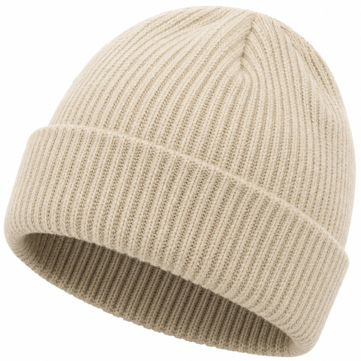 Gorro de punto beige unisex elástico