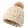 Gorro de Punto con Pom Pom Beige