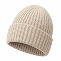 Gorro de Punto Beige Unisex con Textura Acanalada
