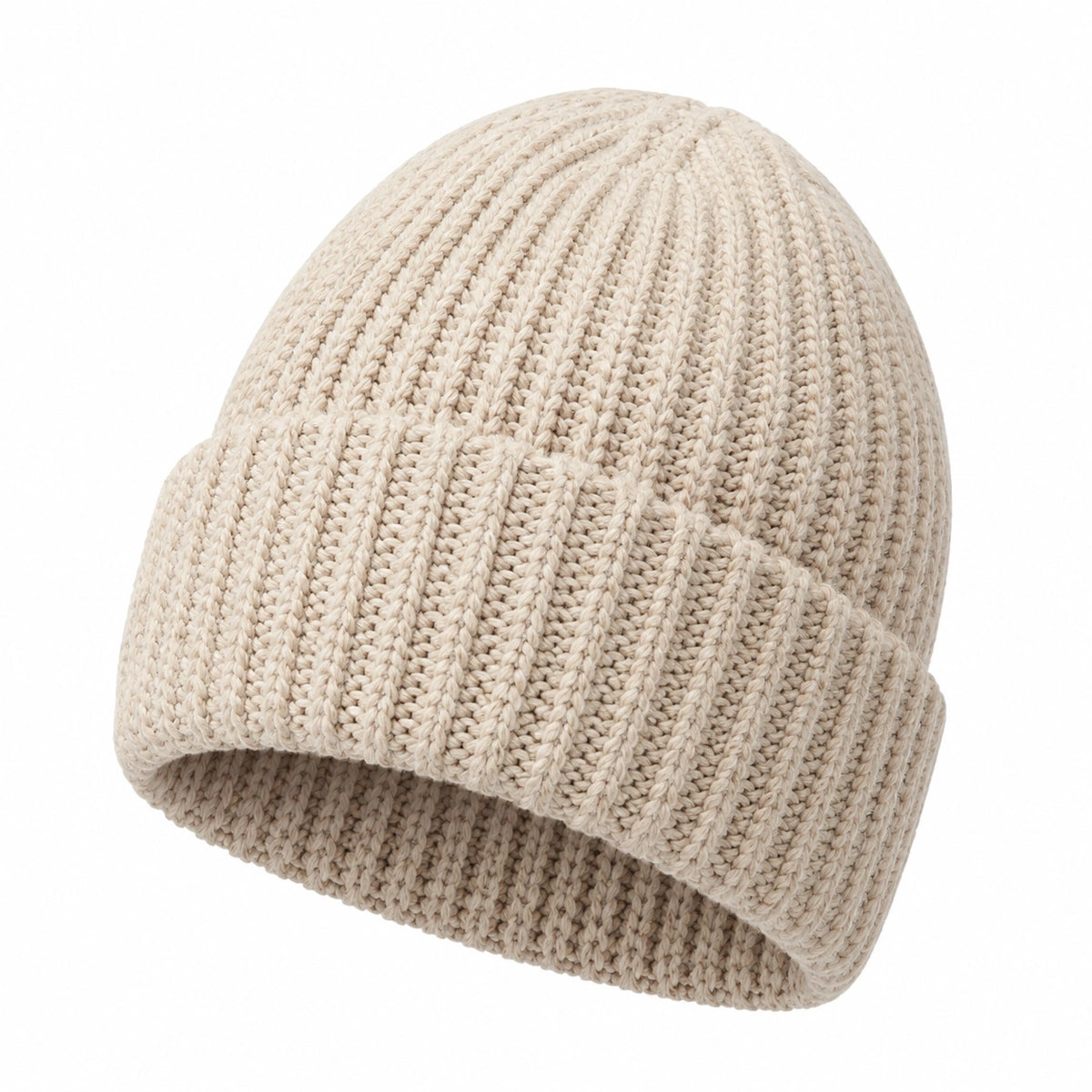 Gorro de Punto Beige Unisex con Textura Acanalada