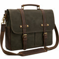 Maletín Bandolera de Lona Vintage Verde Oscuro para Hombre