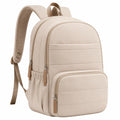 Mochila acolchada grande beige con cremalleras múltiples de 20L