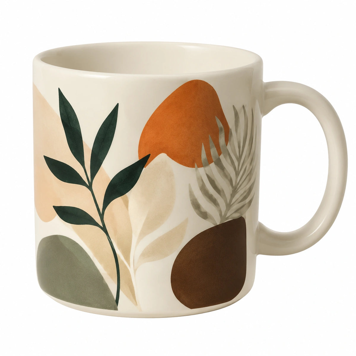 Taza de cerámica con diseño de hojas abstractas 350ml