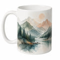 Taza de cerámica con diseño de paisaje de montaña en acuarela, 350ml