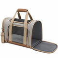 Transportín para Mascotas Portátil Ventilado 45x30x30cm Beige y Marrón