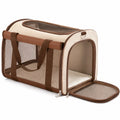 Transportín Plegable para Mascotas Beige y Marrón