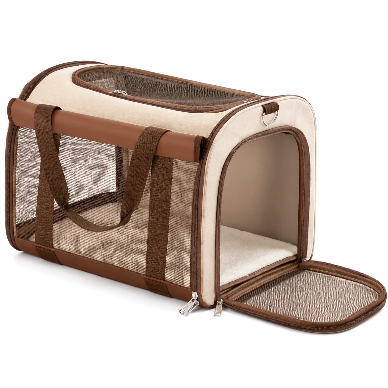 Transportín Plegable para Mascotas Beige y Marrón