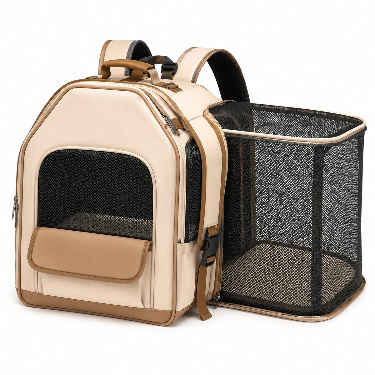 Mochila Transportadora para Mascotas con Ventilación Beige