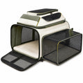 Transportín Plegable para Mascotas con Múltiples Compartimentos Verde y Blanco