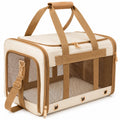 Transportín Plegable para Mascotas Pequeñas Beige y Marrón