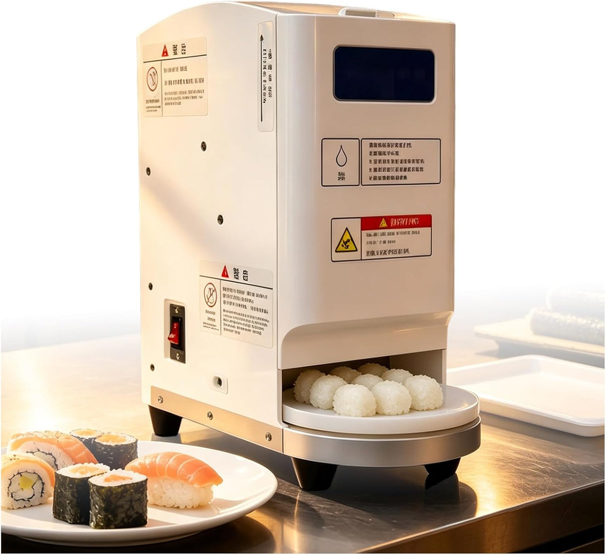 liuyunfeiGL Takoyaki Maker, Grau, Sushi-Roboter 1500 Stück/h, automatischer Onigiri-Maker mit einstellbarer