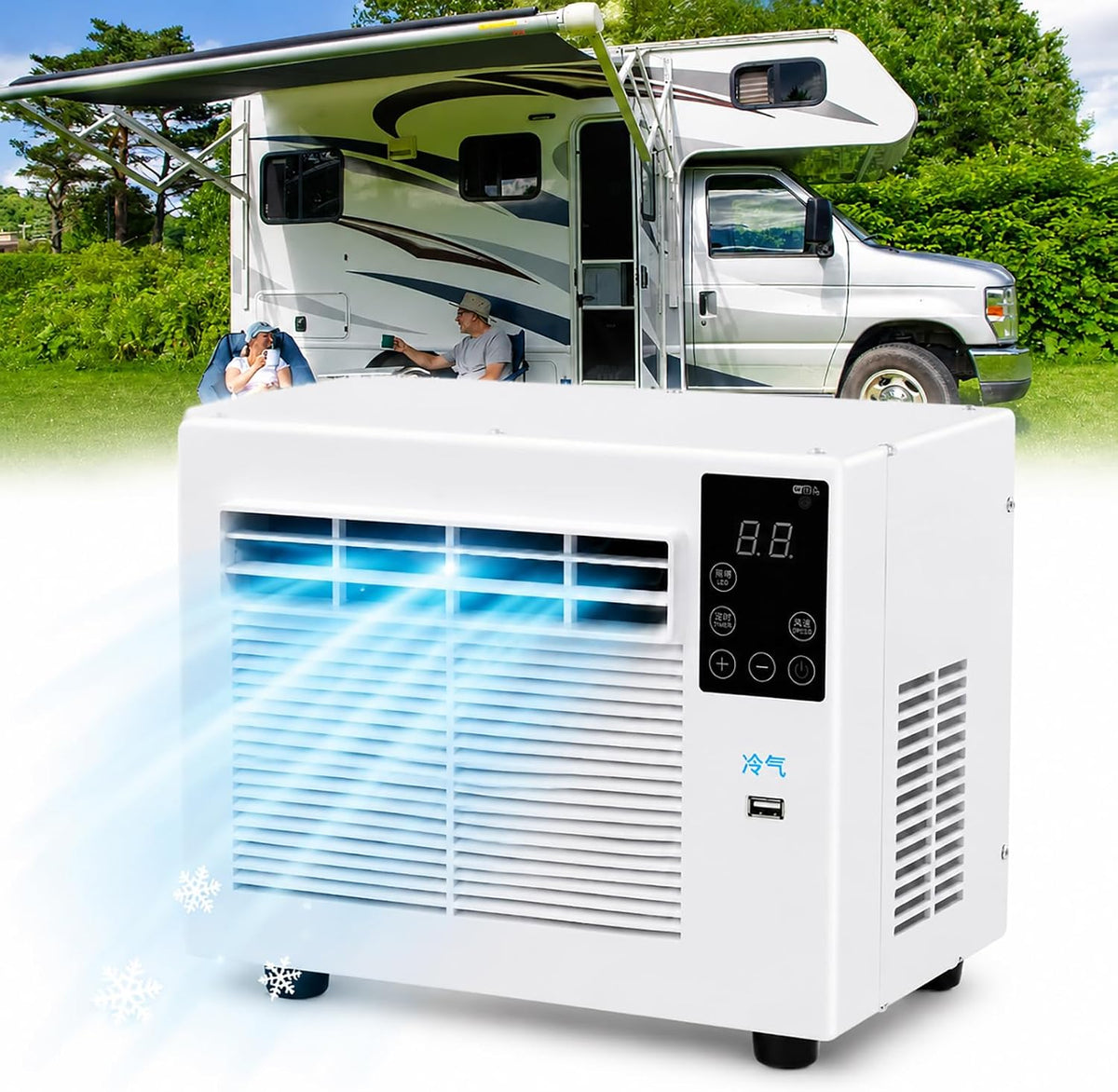 Huachorial Mobiles Klimagerät, Weiss, Schnelle Kühlung Aussen-Klimaanlage, Mini Mobile Klimaanlage Kühlgerät mit Fernbedienung