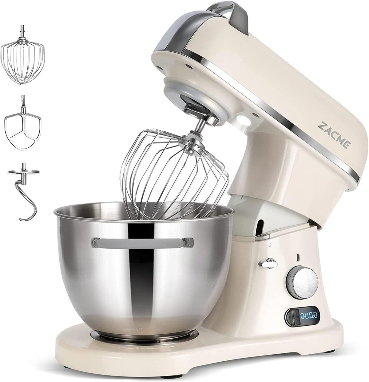 ZACME Universalküchenmaschinen, 1500 W, 7 L, Silber, Profi Küchenmaschine Knetmaschine Aluminiumgussgehäuse, Geräuscharme Rührmaschine