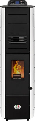 STUFE A PELLET ITALIA Pelletheizungen, 8 kW, 70 m, Schwarz, Colonna New WiFi Slim - Pelletofen mit Belüftung, 93% Effizienz