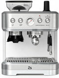 RBFGYIOP Kaffeemaschine, 15 Bar, Schwarz/Silber, Espressomaschine mit integrierter Kaffeemühle