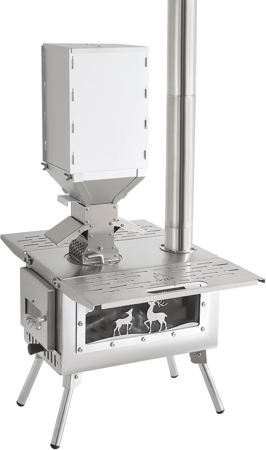 SOTECH Kochfeld, Schwarz/Silber, Outdoor Camping Zeltofen mit Schornstein Pelletofen