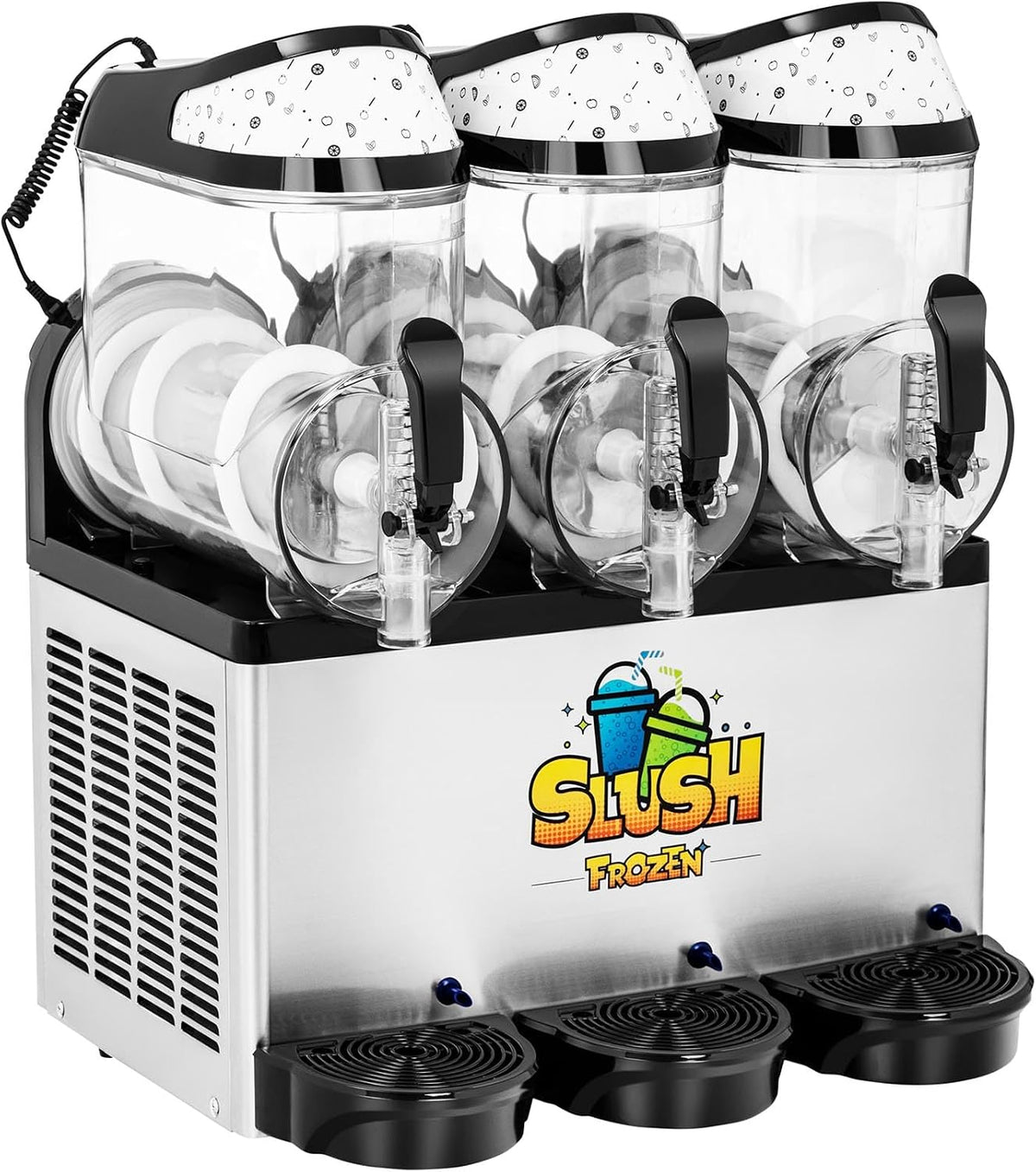 Royal Catering Eismaschine, 800 W, 12 l, Schwarz, RCSL 3/10 Slush-Maschine 3 x LED Nachtmodus Slush Ice