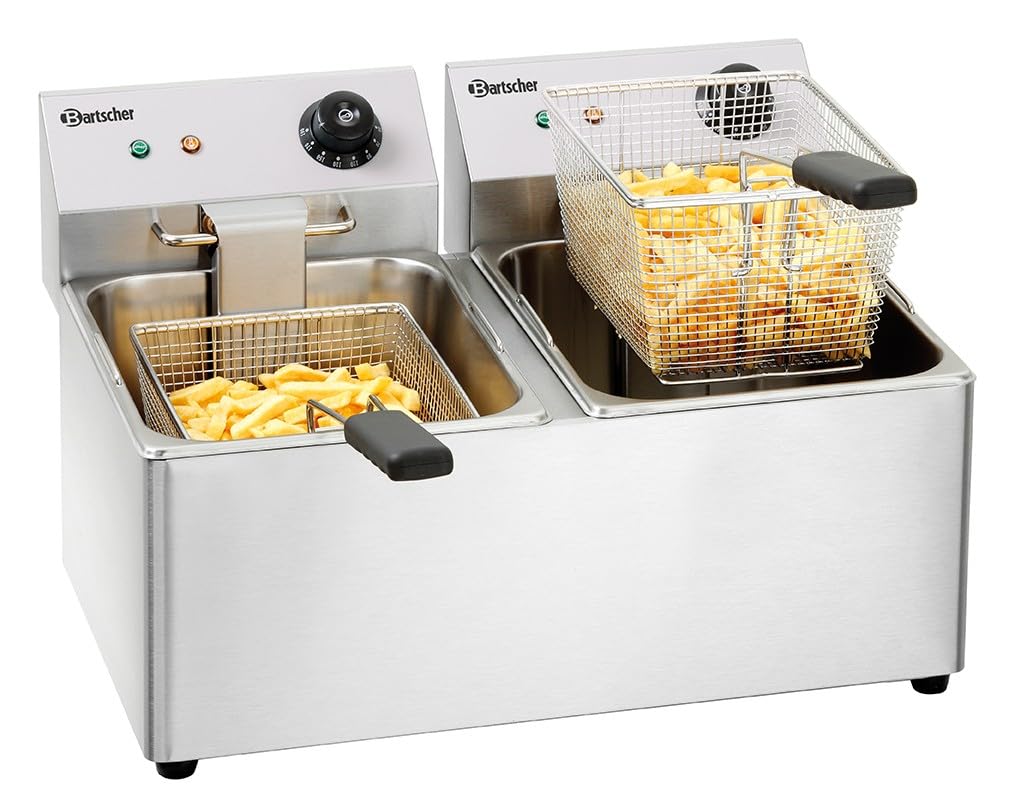 Bartscher Heissluftfritteuse, 8 Liter, Schwarz, Elektro-Doppel-Fritteuse SNACK IV 2x Gastronomiebedarf