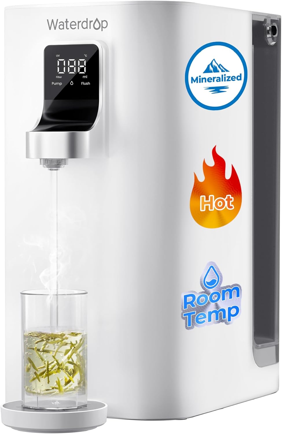 Waterdrop Heisswasserspender, Grau, K19-HG Mineral Sofort-Heiss Auftisch Osmoseanlage, RO-System