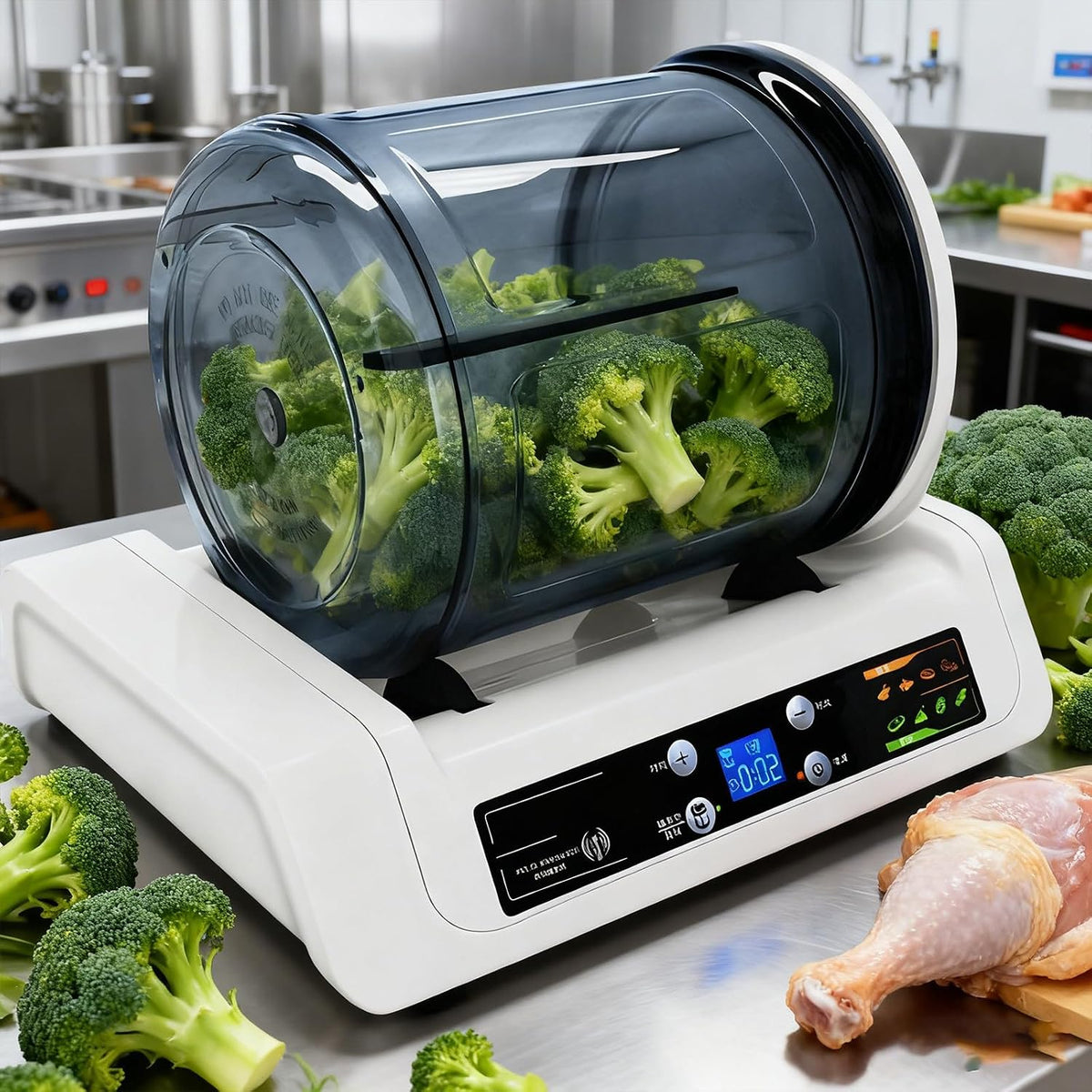 Vakuum Marinaden, 5 L, Schwarz, Marinator mit einstellbarem Timer, Touch-Steuerung, grossem Beizfass zum Marinieren von Huhn