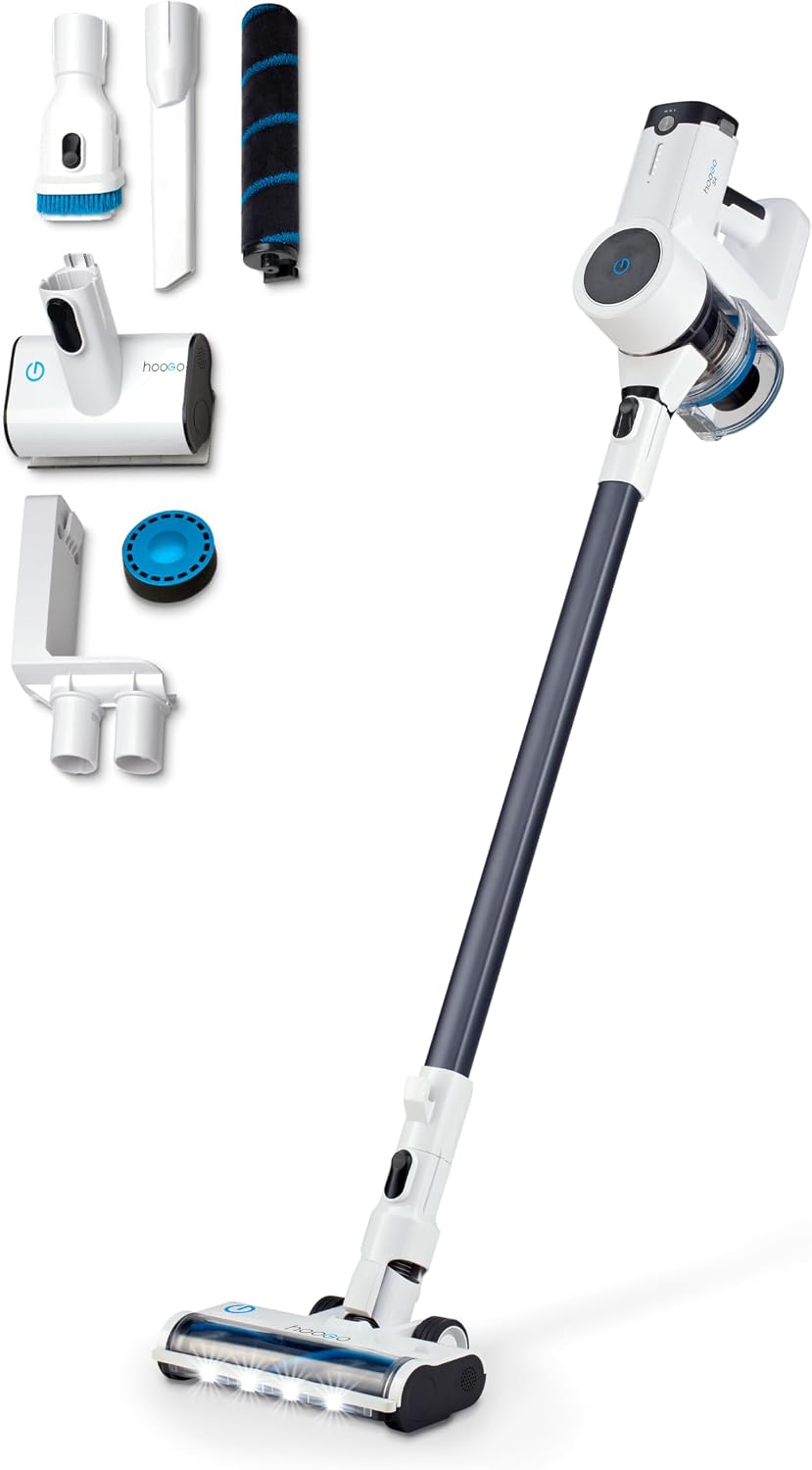 hoogo Stabstaubsauger, Schwarz, Akku Staubsauger S4 2in1
