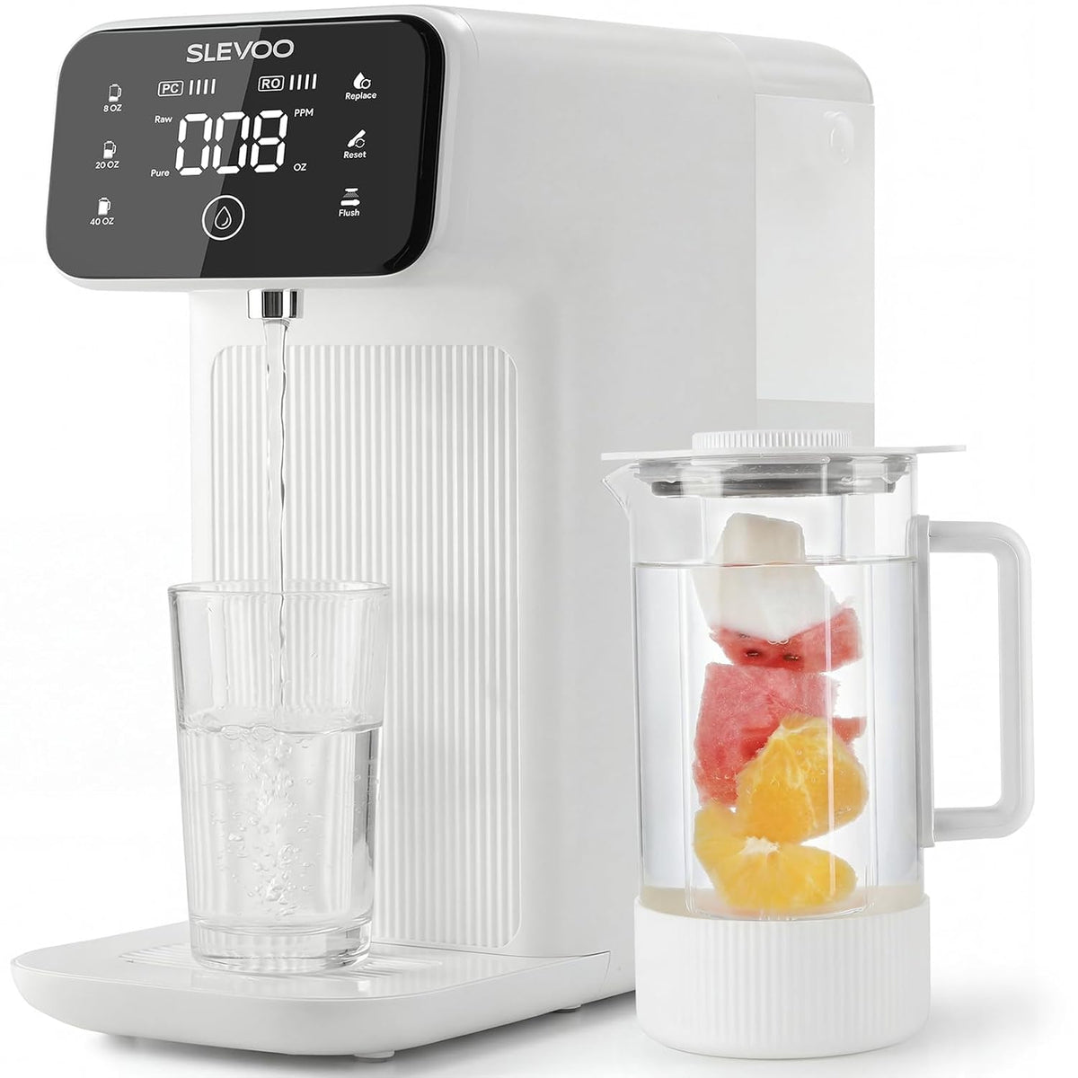 Slevoo Monitor, 1,2 L, 4 L, Weiss, Auftisch Osmoseanlage Trinkwasser, 6-stufiger Filtration gegen Nitrat & PFAS, Abwasserverhältnis 4:1