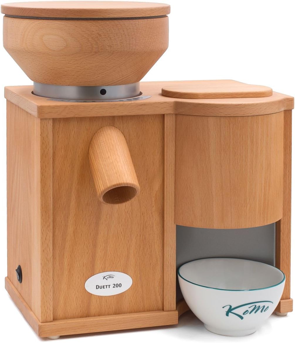 KoMo Elektrische Getreidemühlen, Schwarz, Duett 200 Kombigerät (600 Watt, Getreidemühle/Elektroflocker)
