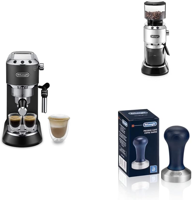 De'Longhi Kaffeemaschine, Schwarz, Dedica, Mühle & Tamper