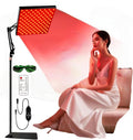Warmforwel Infrarottherapie, Schwarz, LED-Rotlichttherapielampe für Körper und Gesicht, 660 nm & 850 nm Nahinfrarot-Lichttherapiegerät mit Ständer