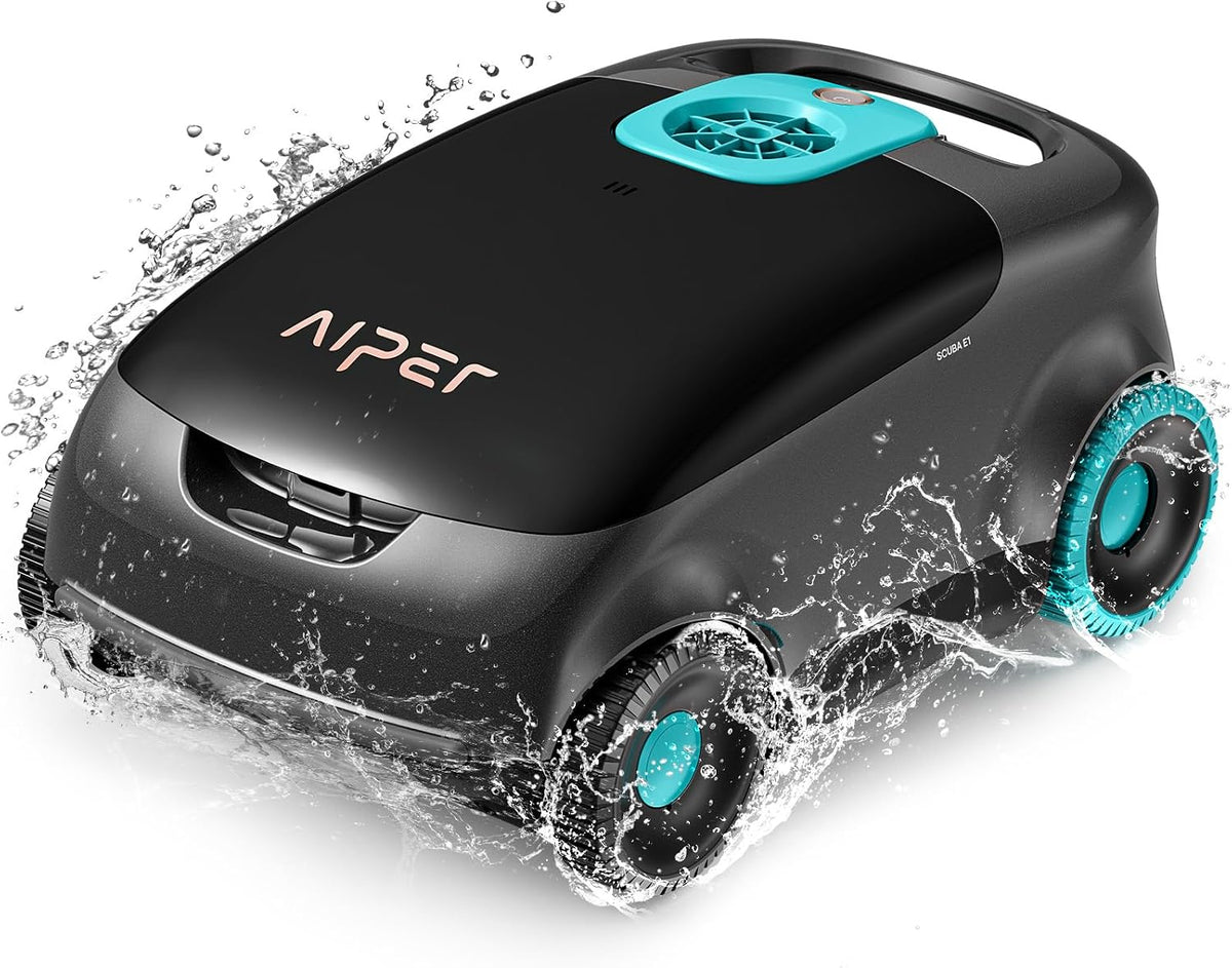 AIPER Poolroboter, Schwarz, Akku, 3 μm Ultrafeine Filtration, 100 Minuten Laufzeit, Pool Bodensauger mit DREI Motoren