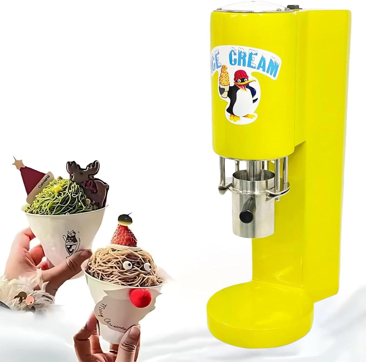 WEIZIIA Eismaschine, 30 l, Gelb, Gewerbliche Pasta-, 9 Gallonen pro Stunde, Automatische Nudeleismaschine für die Arbeitsplatte
