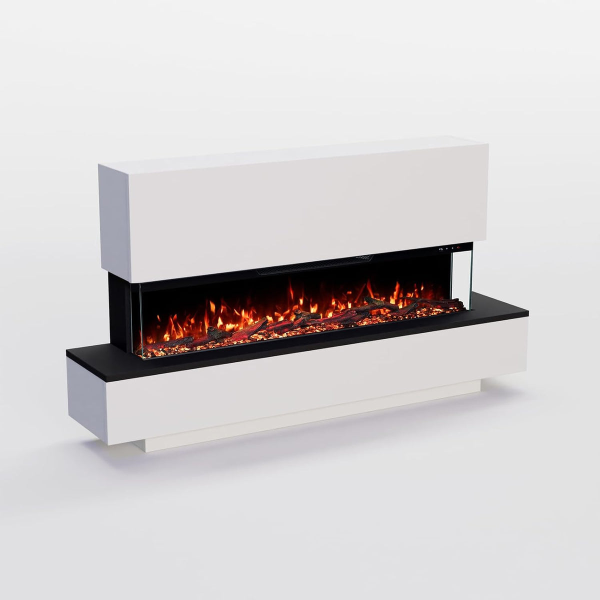 GLOW FIRE Elektrokamin, 137x75x28 cm, 1800 W, Weiss, GF Core Cobalt 42 mit realistischem 3D LED-Feuer - Stand-, App Steuerung