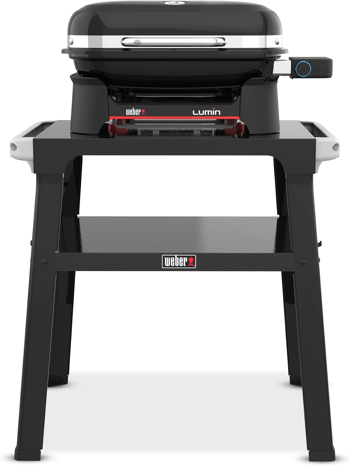 Weber Elektrogrill, 43 x 32 cm, Schwarz, Lumin Compact Kompakter mit Standfuss, Bis zu 315 °C, mit Deckelthermometer