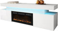 Mirjan24 Fernseher, Weiss, TV-Lowboard Serkuzo EF 2D mit Elektrokamin ( Hochglanz)