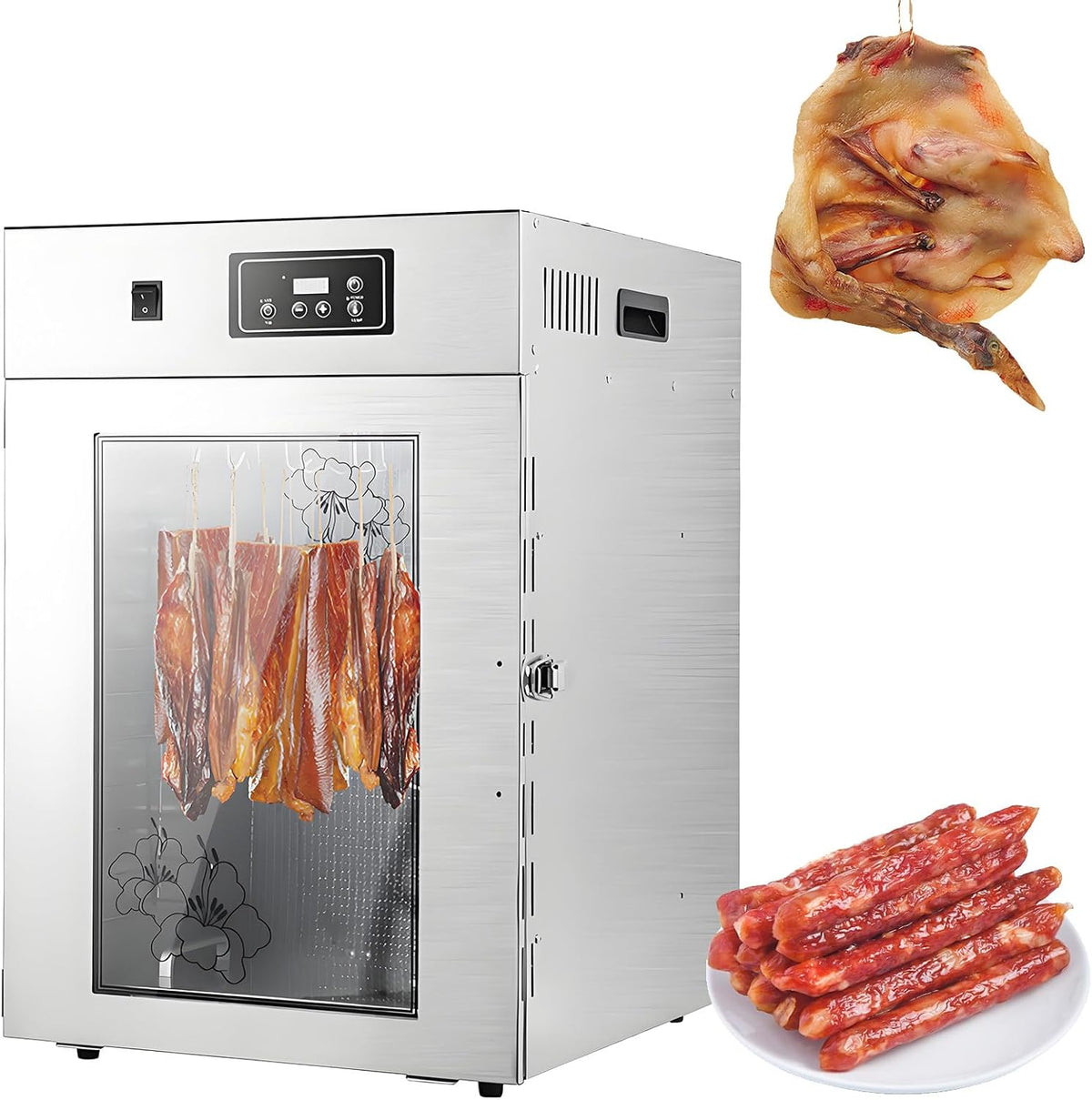 AETEREOS Dörrautomaten, 800 W, 220 V, 15 L, Edelstahl 304, Silber, Gewerblicher Dörrautomat 10 Etagen, Grosse Kapazität für Fleisch
