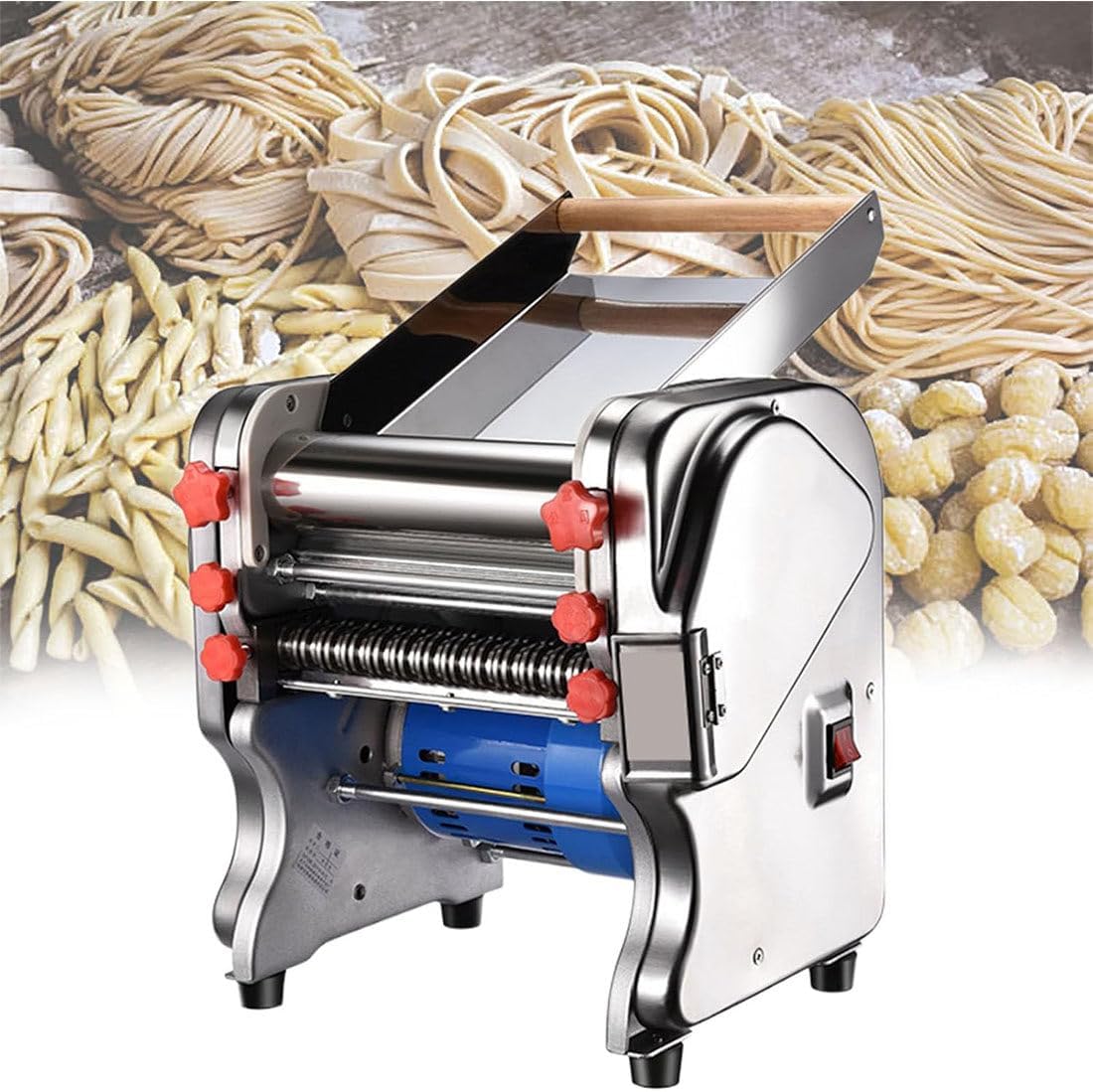 GJBMXSM Nudelmaschinen, 550 W, 3 Mm, 9 Mm, Silber, Elektrische 3-in-1-Nudelmaschine, Teigausrollmaschine, Nudelschneider Mit Einstellbarer Dicke