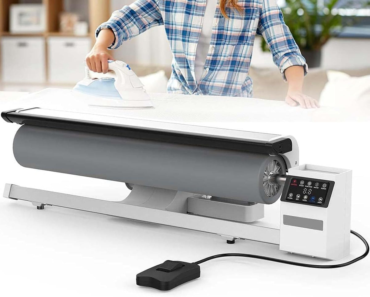 DDZJTPP Dampfglätter, 2950 W, 90 cm, Grau, Kommerzielle Trommelbügelmaschine, Rotationsdampfbügelmaschine für Hotelkleidung