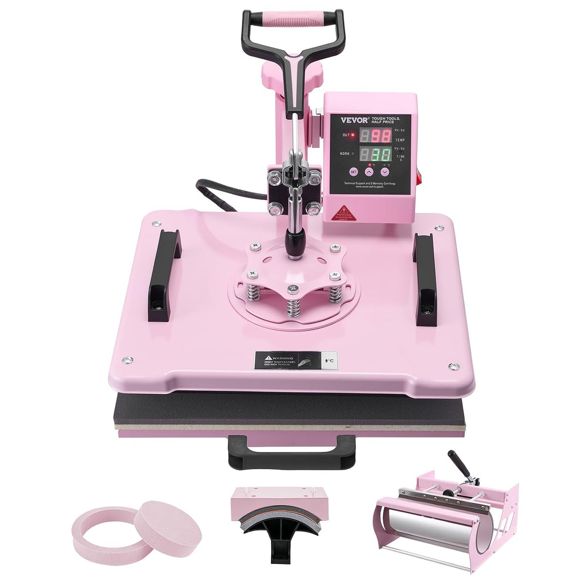 VEVOR Druckpressen, 15 Zoll, Rosa, Hitzepresse, 12 x, 5-in-1-Wärmeübertragungsmaschine mit 30-oz-Tumbler-Presse
