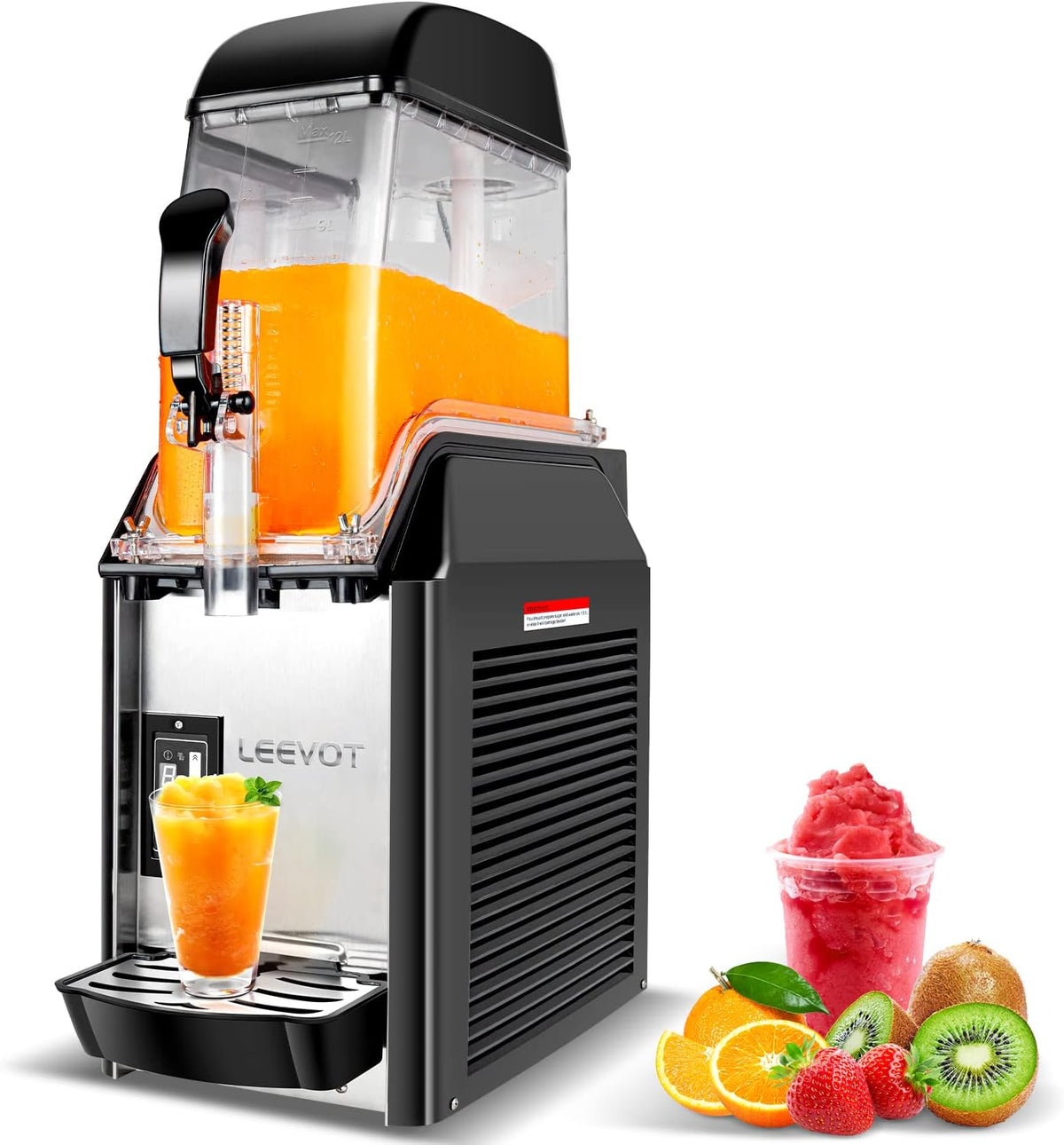 LEEVOT Eismaschine, 550 W, 12 L, Schwarz, Gewerbliche Margarita-Slush- für gefrorene Getränke, 0 bis 8 °C, BPA-frei