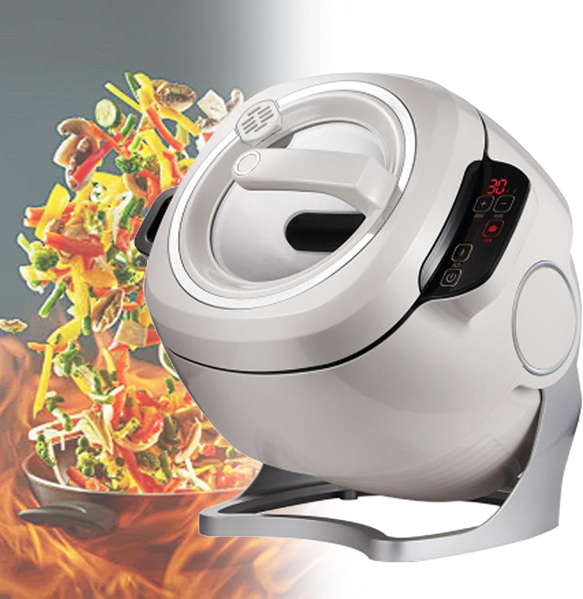 JYHHGDS Knet- & Rührmaschinen, 2000 W, 220 V, Grau, Kommerzielle automatische Frittiermaschine, automatischer Pfannenrührtopf