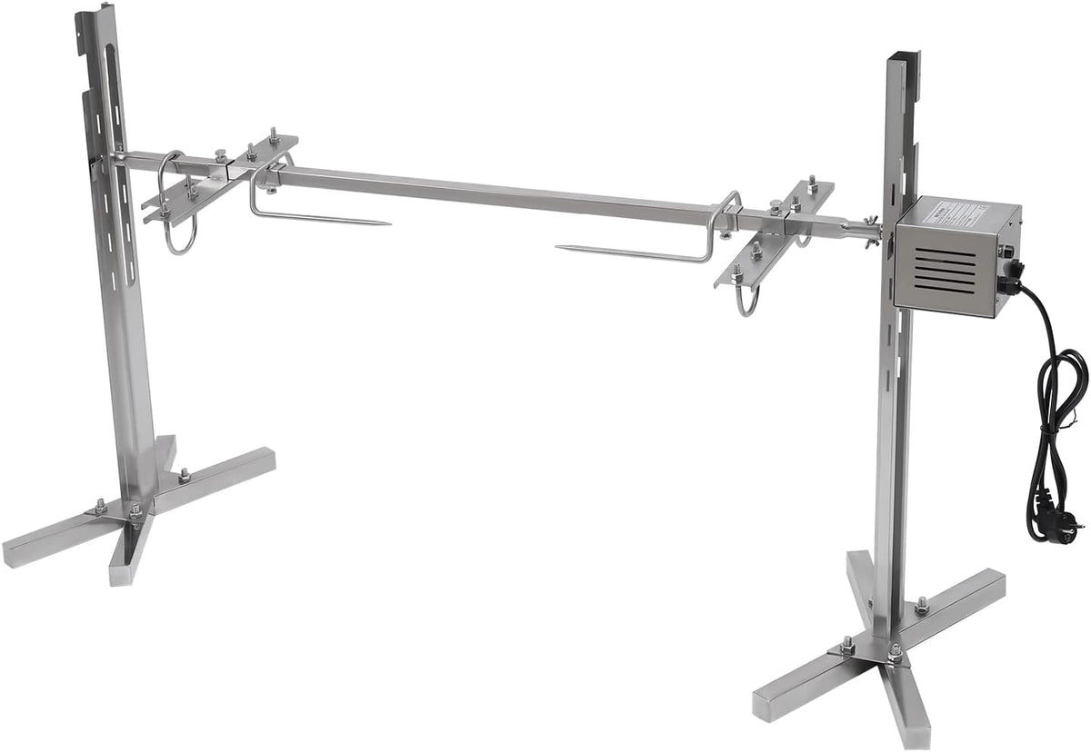 MIIWWOWO Elektrogrill, 20 W, 220 V, Rostfreier Stahl, Silber, Elektrischer Drehspiess Edelstahl Rotisserie Grillspiess