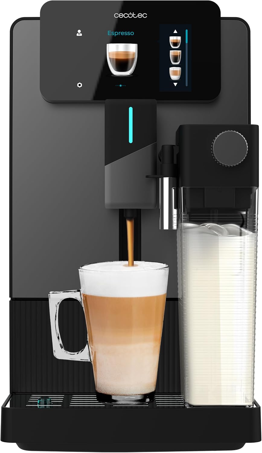 Cecotec Kaffeevollautomat, 19 bar, Schwarz/Silber, Cremmaet Latte Touch, Thermoblock