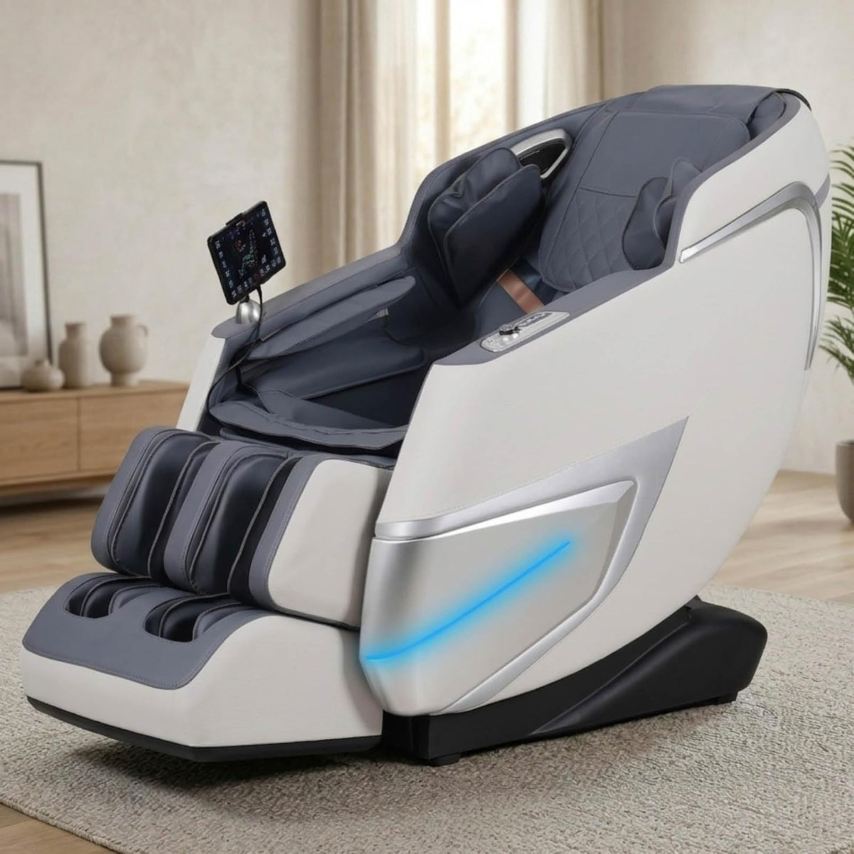 BRAST Relaxsessel, Weiss, Ambiness Massagesessel NALA, 42 Massageprogramme, deutsche Bediensprache, Zero Gravity-Funktion