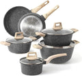 ASerZenith Topf- & Pfannensets, Schwarz, Antihaft-Granit-Kochgeschirr-Sets, 10-Teilig, Stein-Antihaft-Bratpfannen-Set