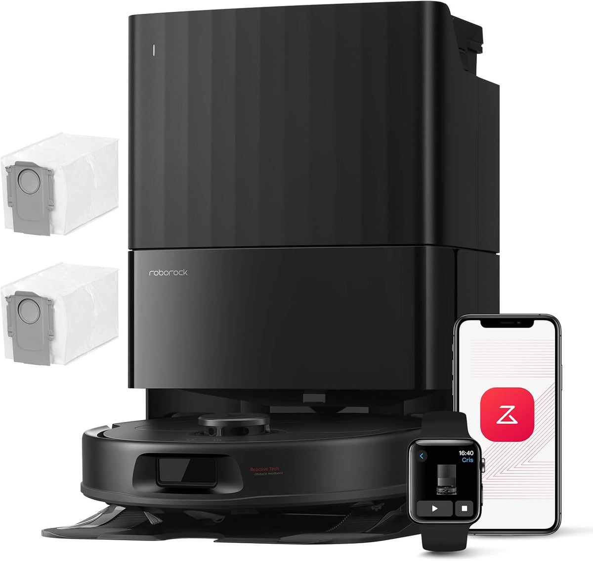 roborock Saugroboter, Schwarz, QV 35A Set mit Wischfunktion mit 8.000 Pa Saugkraft